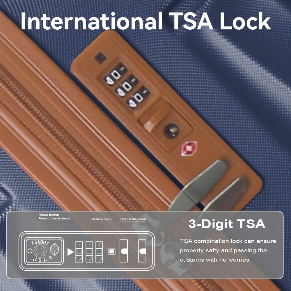 Luggage Sets ABS Hardshell 3pcs Luggage, Lightweight Durable Suitcase Sets Spinner Wheels Suitcase With TSA Lock 20''24''28'' Available(Navy Blue)_voghion.com